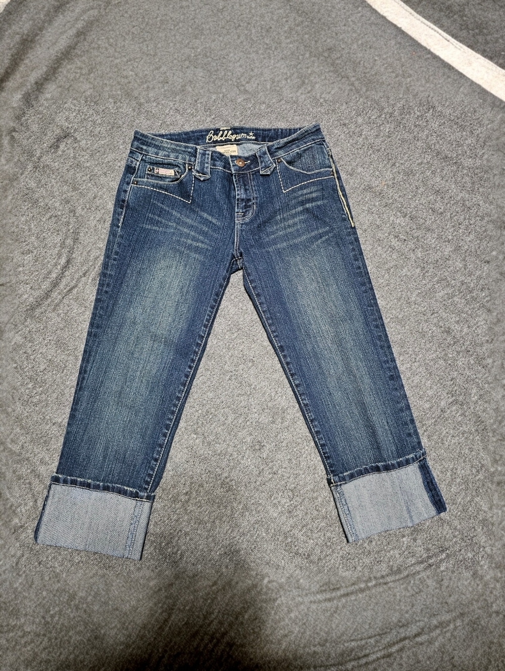 Vintage Y2K Bubblegum USA Cropped Cuffed Jeans Size 9/10